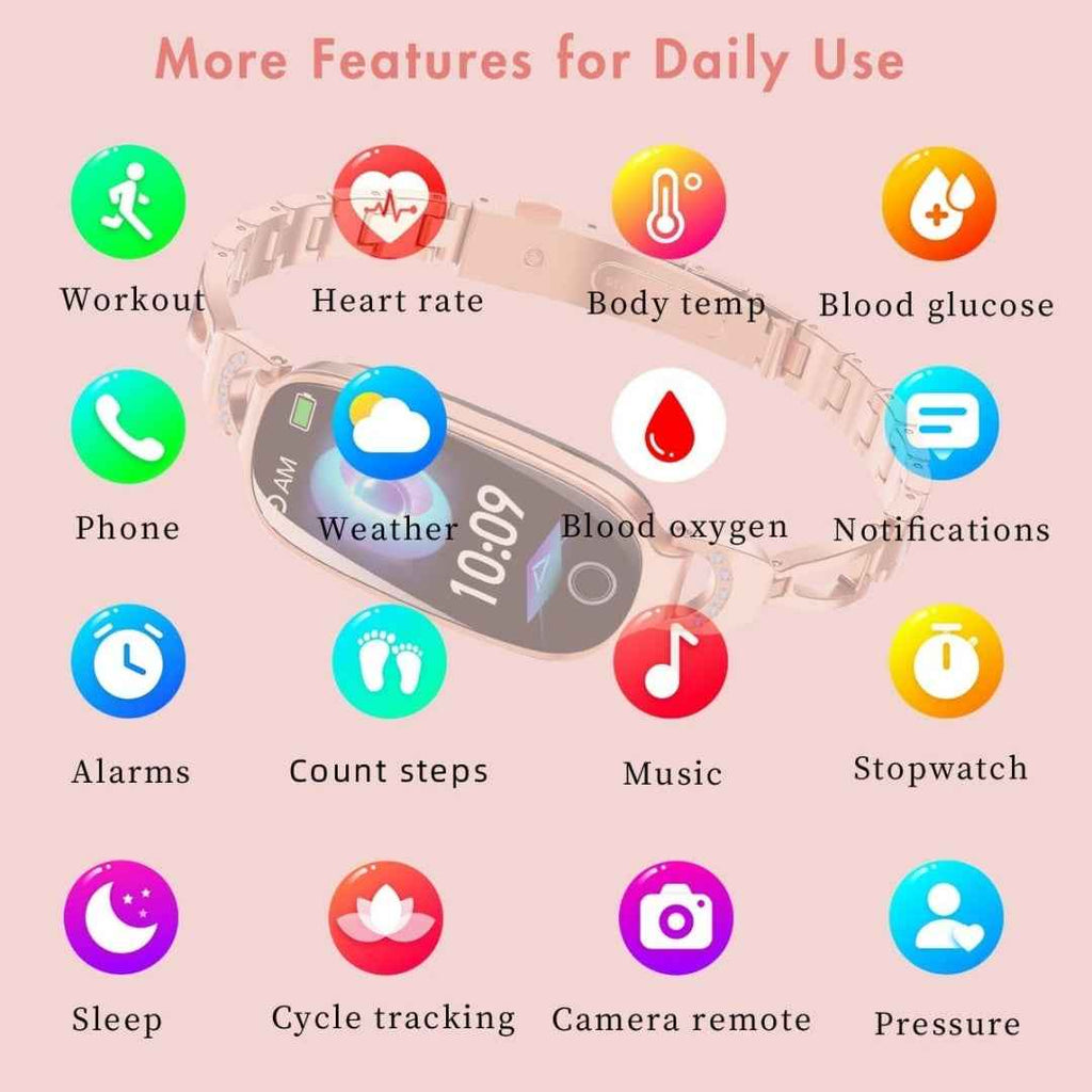 Smart Watch - Fitness Tracker And Menstrual Cycle Tracking, Heart Rate&Blood Pressure Monitoring, Sleep Tracking, Step Counter, Waterproof Smart Watch Compatible With IPhone&Android Phones