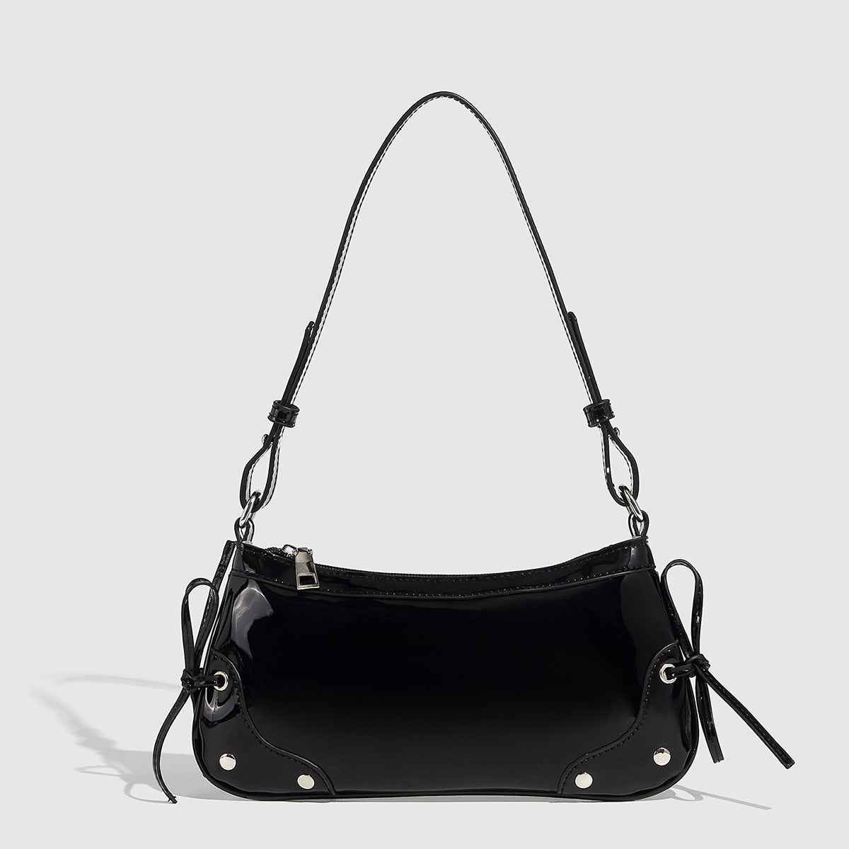Solid Color Underarm Bag Shoulder Bag Double Bow Small Square Bag