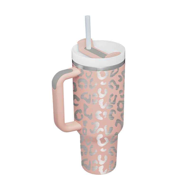 Gobelet isolé avec paille 40 oz en acier inoxydable, tasse à café étanche avec couvercle, mug conique idéal pour cadeaux de Saint-Valentin, voiture, gymnase, bureau et voyage