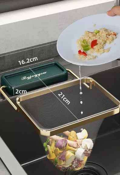 Filtre de lavabo pour cuisine avec support à ventouse pour déchets jetables