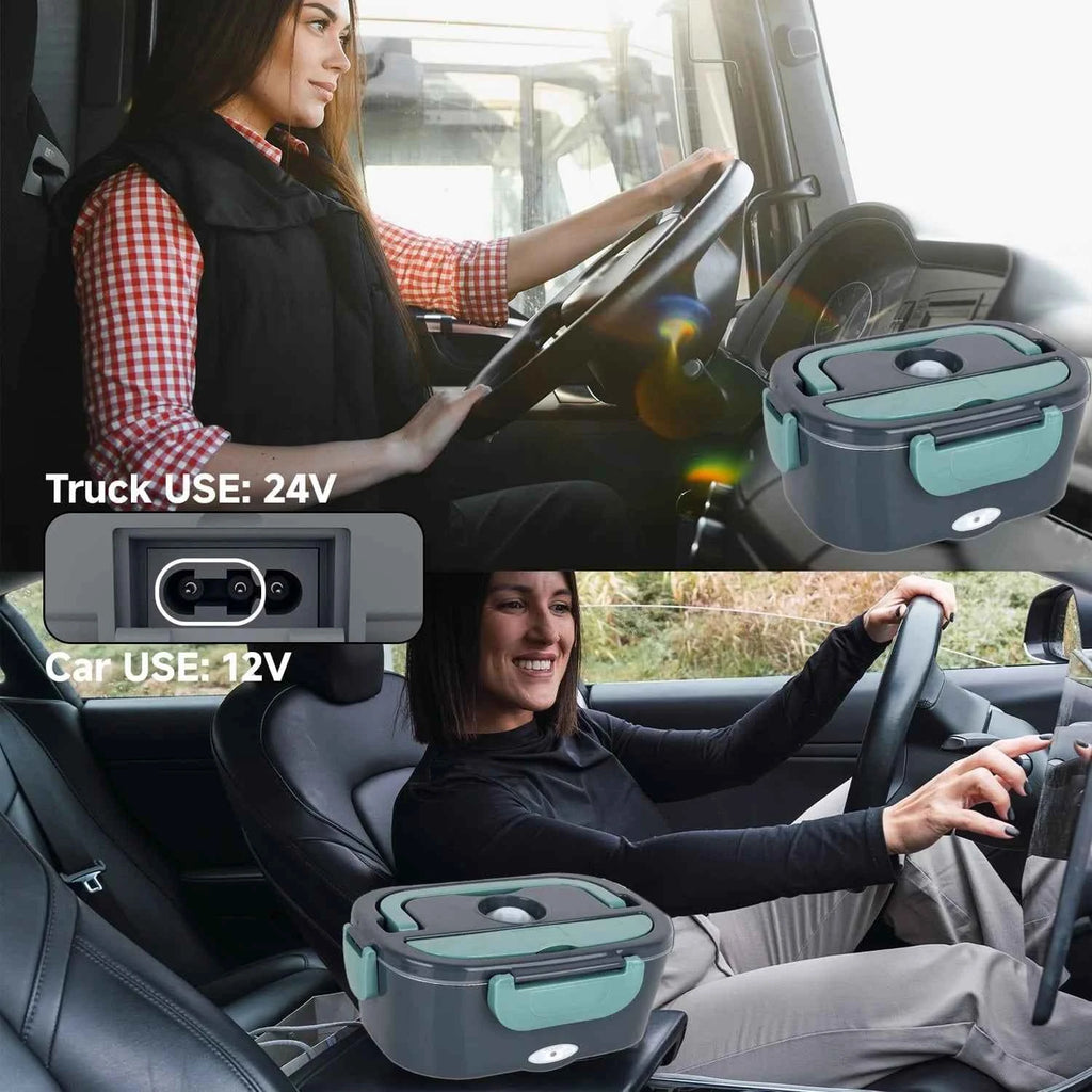 Electric Lunch Box for Adults-60W Fast HeatedLunch Box for Men&Women with Dual 1.5LStainless Steel Containers Fast Heating Porta