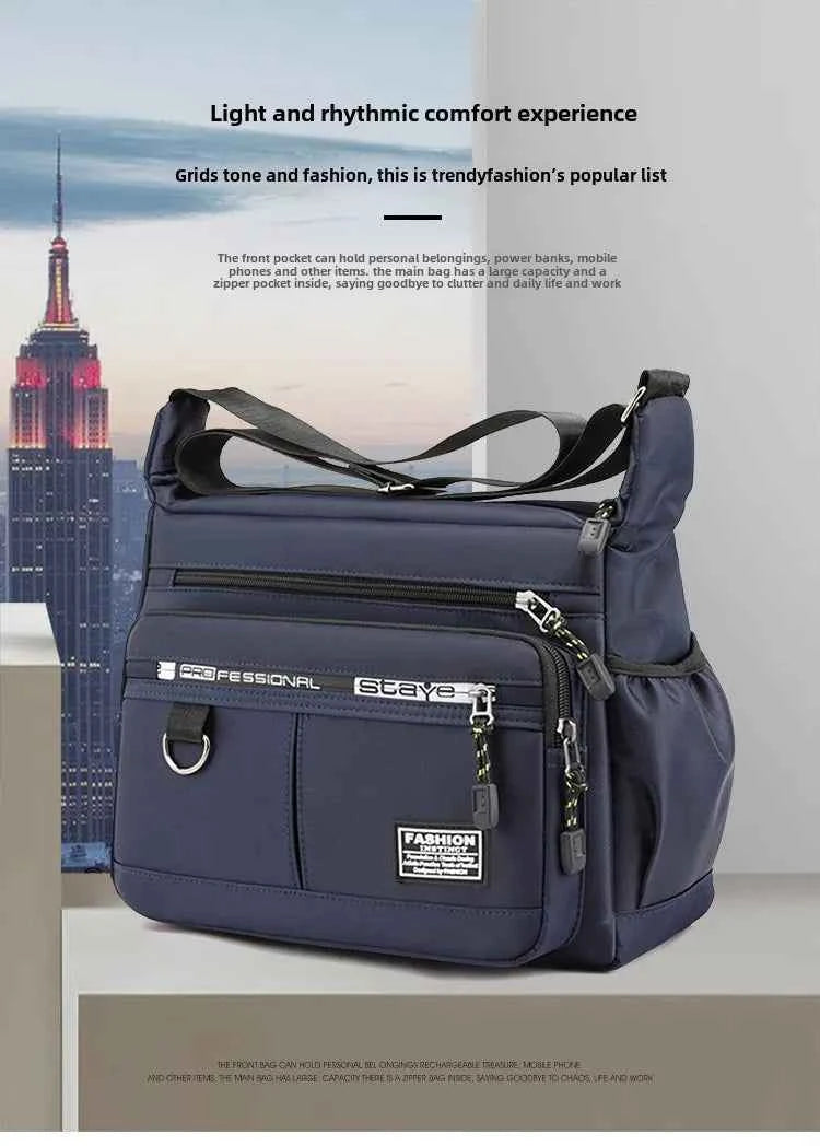 Design Oxford Shoulder Bag Large Capacity Men's Casual Multi-layer Pocket Fashion Single Shoulder Crossbody Luxury Messenger Bag
