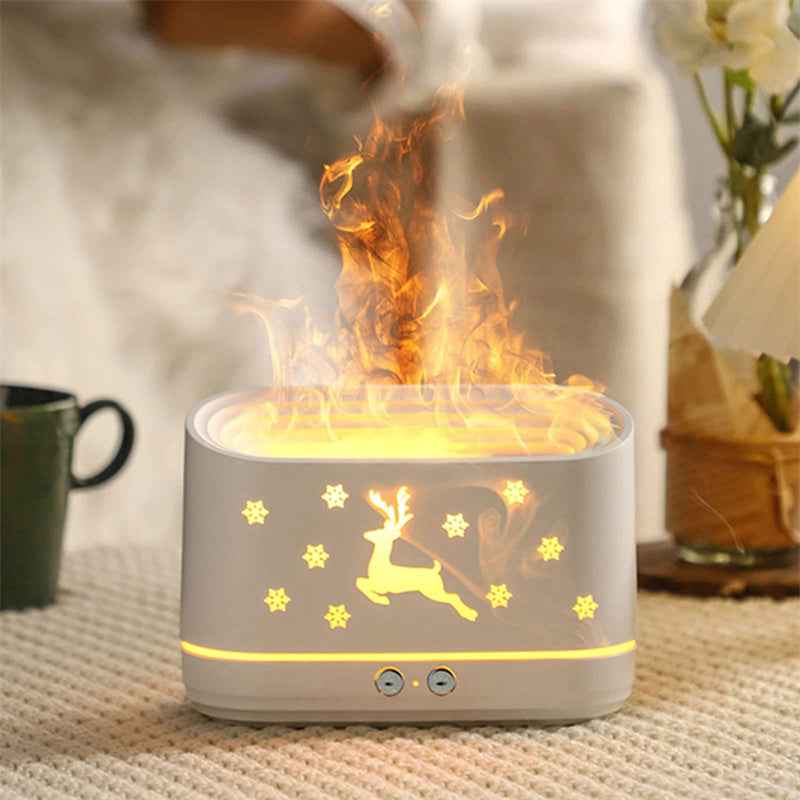 Diffuseur d'humidité Elk Flame - Humidificateur Mute, Lampe d'Ambiance pour Noël et Décorations de Maison