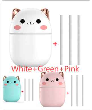 Air Humidifier Cute Cat Ultra-Silent USB Office Household Bedroom Car Aromatherapy Air Purifier With Led Cool Mist Spray