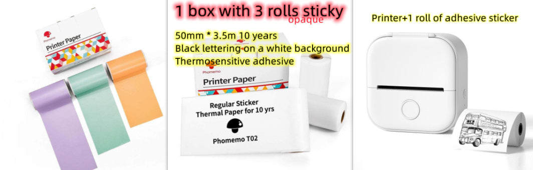 Imprimante Thermique Portable Mini Imprimante Photo Bluetooth pour Étudiants et Étiquettes Prix