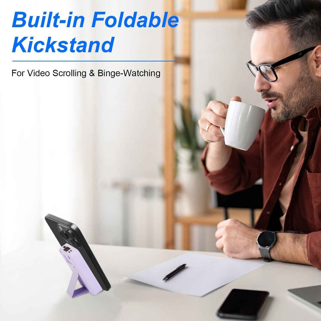 1Pc 3 In 1 10000mAh MagSafe Fast Charging Power Bank PD20W Portable Charger With 2 Built In Cables Stand Fit For IOS Phone 16 15 13 Series And More