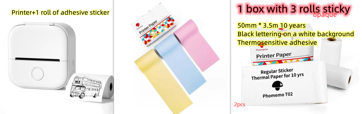 Imprimante Thermique Portable Mini Imprimante Photo Bluetooth pour Étudiants et Étiquettes Prix