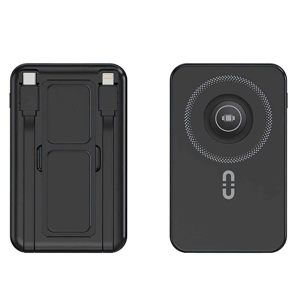 1Pc 3 In 1 10000mAh MagSafe Fast Charging Power Bank PD20W Portable Charger With 2 Built In Cables Stand Fit For IOS Phone 16 15 13 Series And More