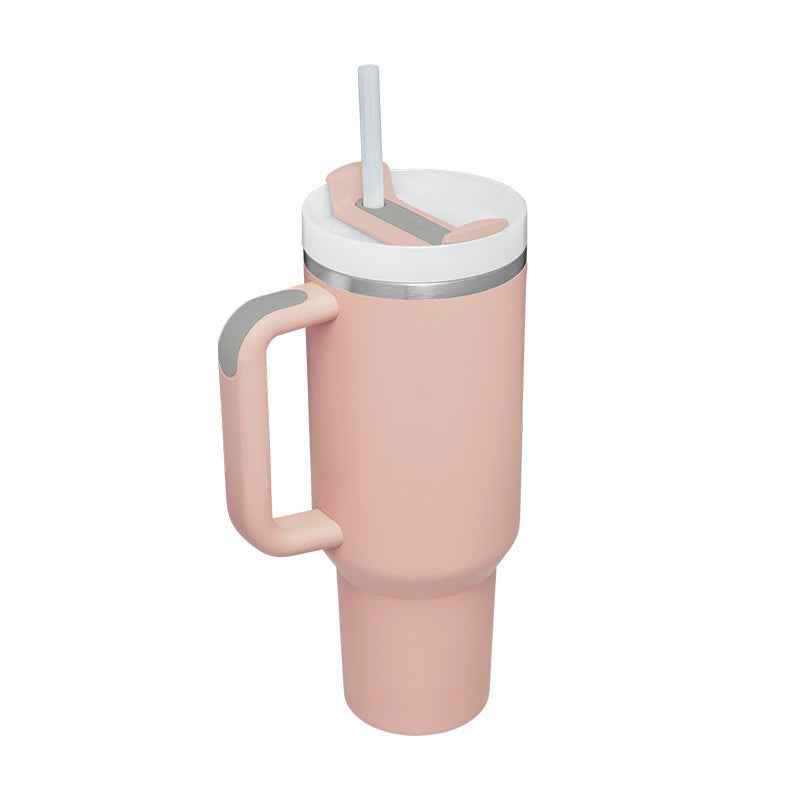 Gobelet isolé avec paille 40 oz en acier inoxydable, tasse à café étanche avec couvercle, mug conique idéal pour cadeaux de Saint-Valentin, voiture, gymnase, bureau et voyage